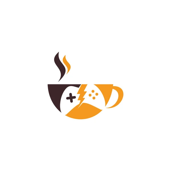 Game Cafe Logo Thunder Game Coffee Cafe Logo Design — Stock Vector