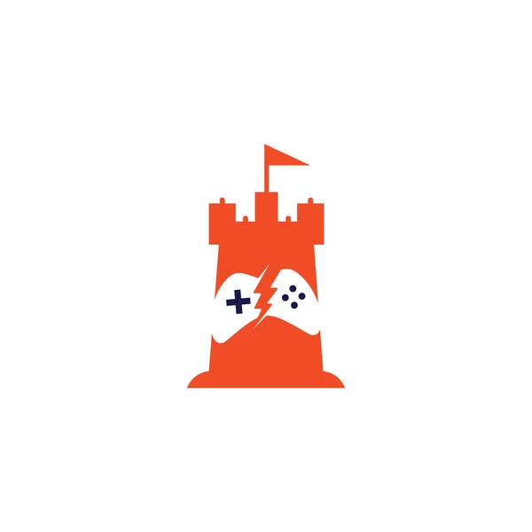 城とゲームのロゴベクトル 城ゲームロゴデザインテンプレートコンセプトコントローラー — ストックベクタ