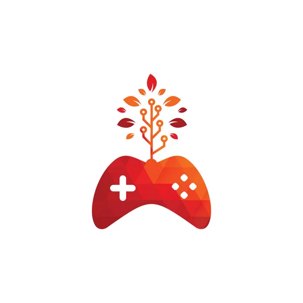 Дизайн Логотипа Игры Тек Дерева Искушает Шаблон Логотипа Игры Листа — стоковый вектор