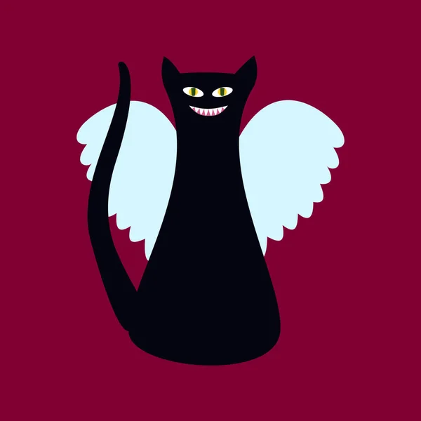 Кіт Ангел Простий Вектор Силуету — стоковий вектор
