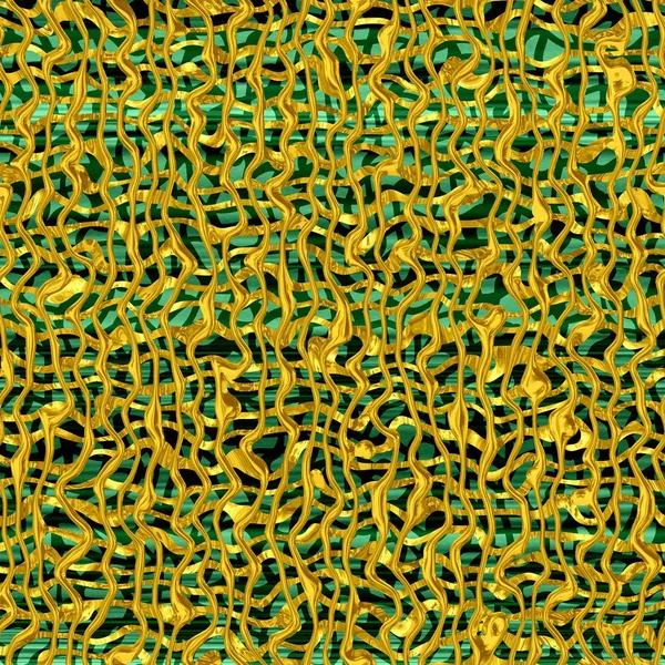 Zlatá Zelená Mřížka Digitální Vykreslen Bezešvé Pattern Abstraktní Dlaždice Pro — Stock fotografie
