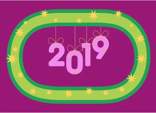 Numaraları 2019 Sisme Balonlar veya süs eşyaları gibi stilize bir çelenk bekle. Yıl.