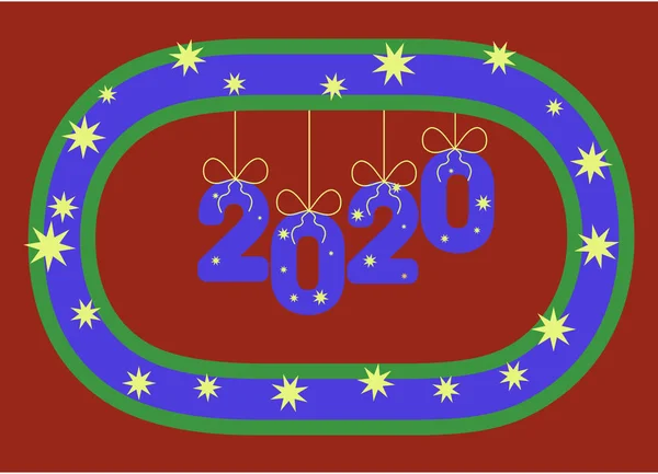 Sayı 2020 Sisme Balonlar veya süs eşyaları gibi stilize bir çelenk bekle. Yıl.