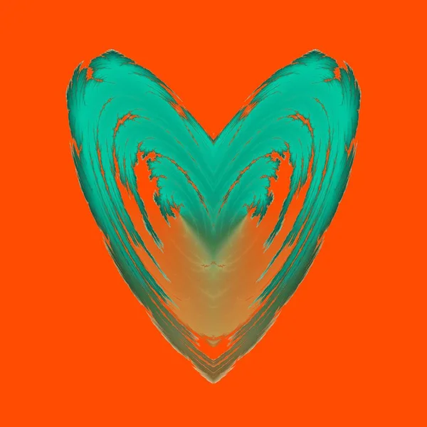 Fractal Render Turquoise Heart — Stock Photo, Image