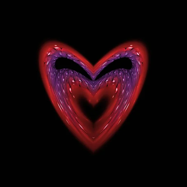 Red Purple Fractal Heart — Stock Photo, Image