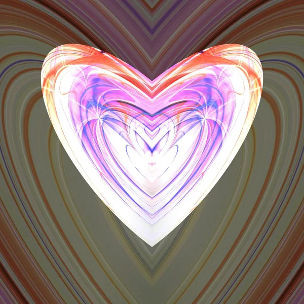 Colorful Fine Bright Fractal Heart — Stock Photo, Image