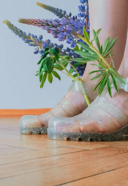 Mor lupin çiçekli parlak juju jölesi.