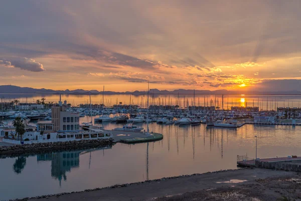 Gün Batımında Limanıdır Manga Murcia Spanya — Stok fotoğraf