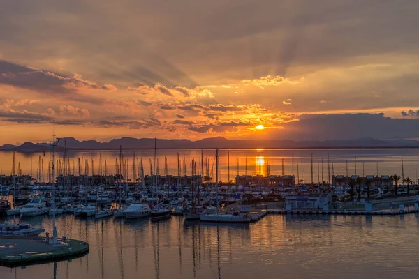 Porto Tramonto Manga Murcia Spagna — Foto Stock