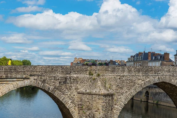 Bridge Banks Des Flusses Mayenne Stadt Laval Mayenne Pays Loire — Stockfoto