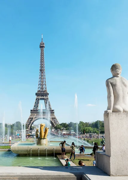 Eiffel Torony Trocadero Tértől Párizs Franciaország Augusztus 2018 — Stock Fotó