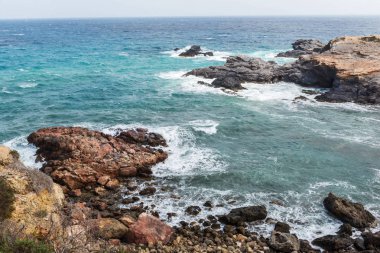 Akdeniz La Manga ve Cabo de Palos, Murcia, İspanya yakınındaki fırtınası.