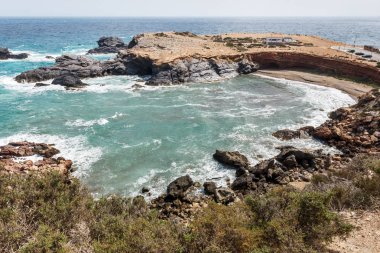 Akdeniz La Manga ve Cabo de Palos, Murcia, İspanya yakınındaki fırtınası.