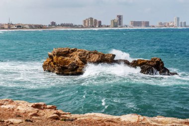 Akdeniz La Manga ve Cabo de Palos, Murcia, İspanya yakınındaki fırtınası.