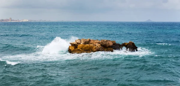 Tempestade Mar Mediterrâneo Perto Manga Cabo Palos Múrcia Espanha — Fotografia de Stock