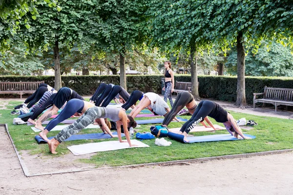 Lezioni Yoga Louvre Parigi Francia Agosto 2019 — Foto Stock