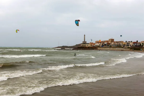 Surfing Storm Mediterranean Sea Cabo Palos Murcia Spain September 2019 — Stock Photo, Image
