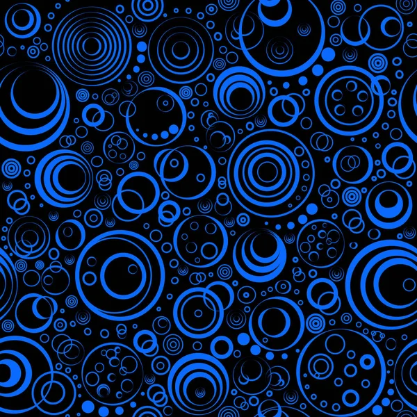黒の背景に青い円のシームレスなパターン — ストックベクタ