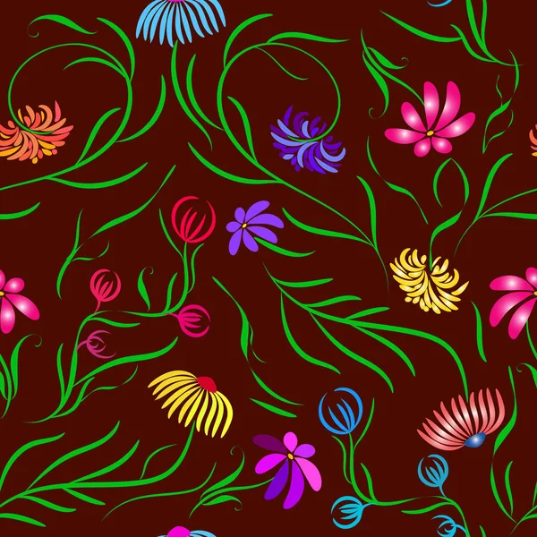 Patrón Sin Costuras Con Flores Hojas — Archivo Imágenes Vectoriales