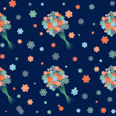 Çiçek buketleriyle kusursuz desen