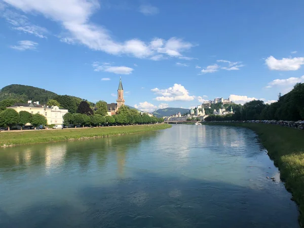 Rio Salzach Salzburgo Áustria — Fotografia de Stock