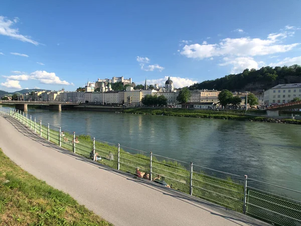 Relaxing Salzach River Salzburg Austria — Stock Photo, Image