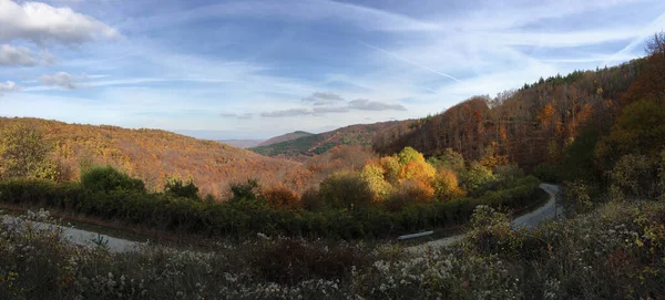 Panorama Von Einer Straße Durch Eine Herbstliche Landschaft Bulgarien — Stockfoto