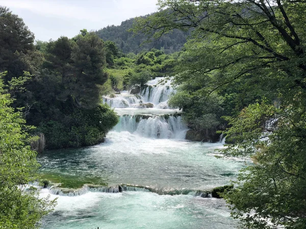 Vízesések Krka Nemzeti Parkban Horvátország — Stock Fotó