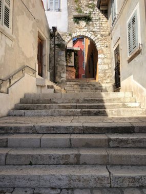 Eski Rovinj Hırvatistan 'daki merdivenler