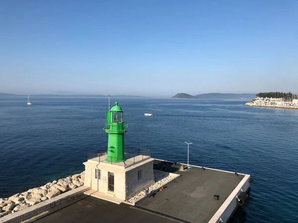 Green Lighthouse Harbor Split Croatia — Stock Photo, Image