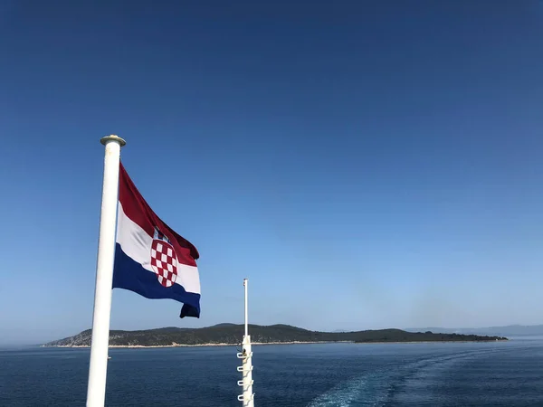 Bandera Croata Ferry Mar Adriático Croacia — Foto de Stock