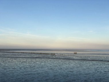 Friesland, Hollanda 'da Wadden Denizi' nde gelgit var.