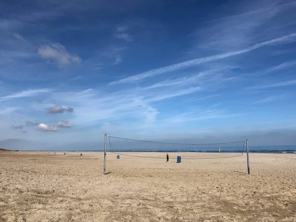 Volejbalová Síť Pláži Ostrova Ameland Frísku Nizozemsko — Stock fotografie