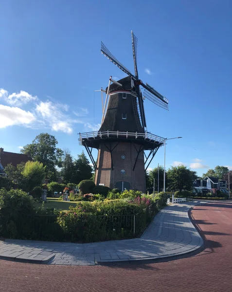 Wiatrak Eendragt Anjum Friesland Holandia — Zdjęcie stockowe