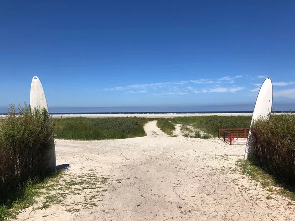 Серфборди Біля Входу Пляж Скермоннікуг Нідерланди — стокове фото
