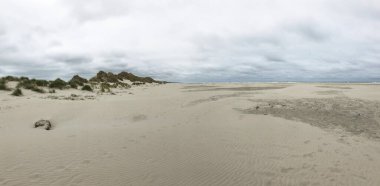Kum tepelerinden ve Terschelling, Hollanda 'daki plajdan panorama