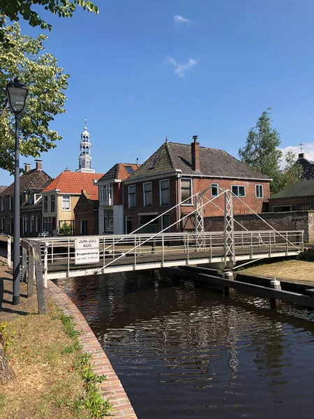 Brug Het Kanaal Aldeboarn Friesland — Stockfoto