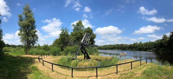 Panorama from lake Stobbepoele around Elsloo in Friesland The Netherland