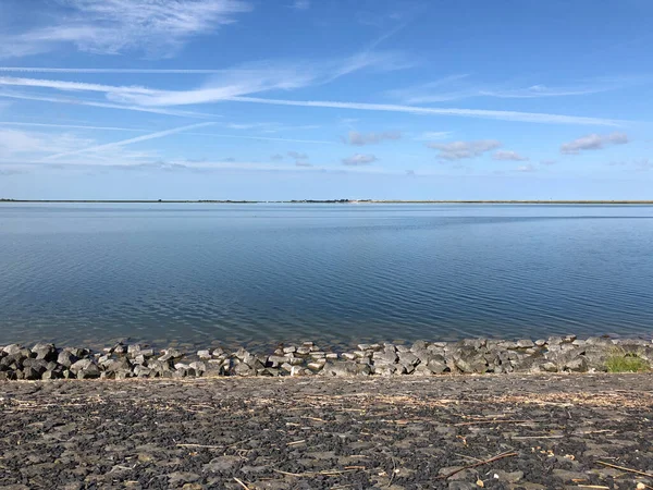 Dike Ijsselmeer Village Cornwerd Friesland Нідерланди — стокове фото