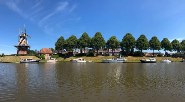 Panorama Baantjegracht Dokkum Fryzja Holandia — Zdjęcie stockowe