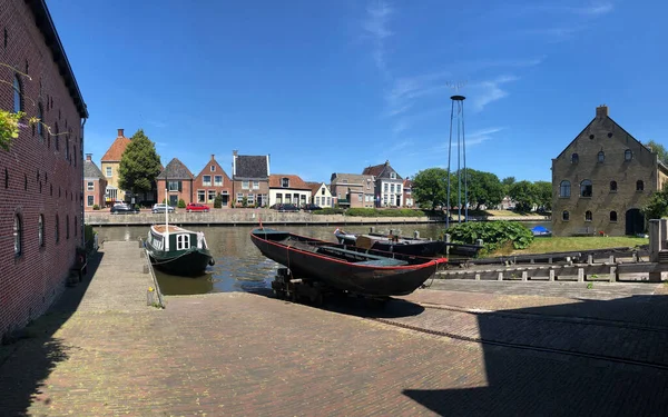 Dokkum, Friesland, Hollanda 'daki bir tersaneden Panorama