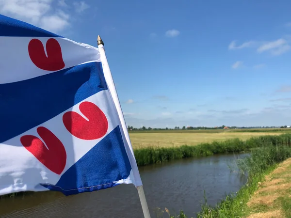 Frisian Flag Canal Opfeart Atzeburen Friesland Netherlands — Stock Photo, Image