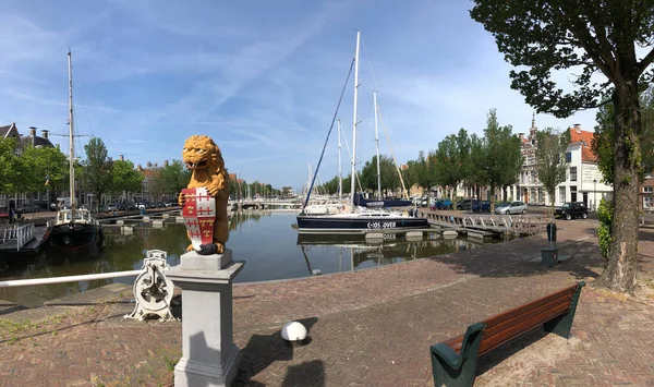 Panorama Mostu Lwa Harlingen Friesland Holandia — Zdjęcie stockowe