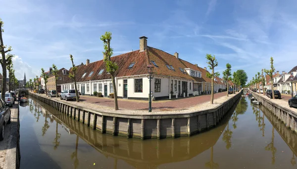 Πανόραμα Από Ένα Κανάλι Στο Harlingen Friesland Ολλανδία — Φωτογραφία Αρχείου