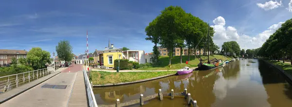 Panorama Depuis Canal Autour Harlingen Frise Pays Bas — Photo