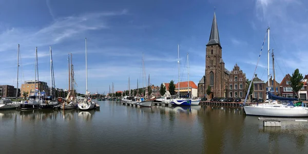 Panorama Del Zuiderhaven Harlingen Frisia Países Bajos — Foto de Stock