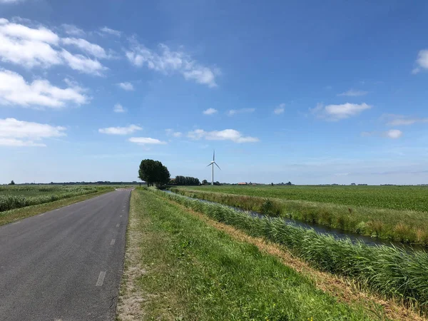 Straße Auf Dem Land Friesland Niederlande — Stockfoto