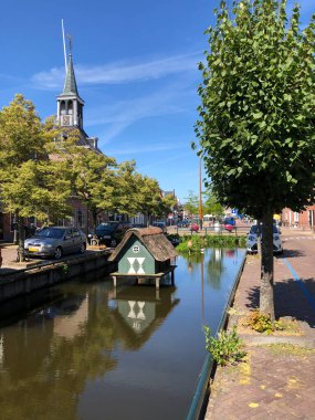 Kanal eski Makkum, Friesland, Hollanda