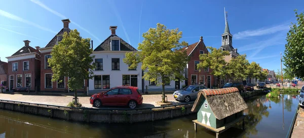 Panorama Canal Casco Antiguo Makkum Frisia Países Bajos —  Fotos de Stock