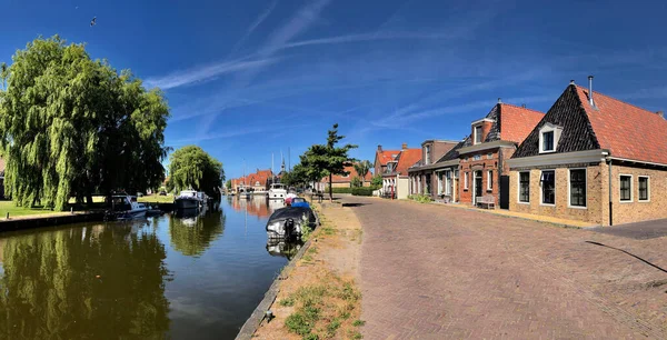 Panorama Canal Old Town Makkum Friesland Netherlands — Stock Photo, Image